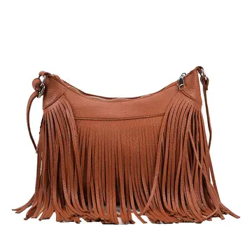 Винтажная модная сумка из искусственной кожи с бахромой и кисточками, сумки-ведра, Классические женские сумки, Женская сумка через плечо