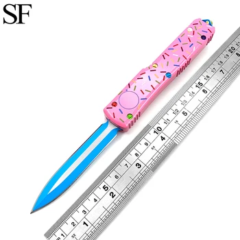 SF Outdoor OTF Удобная самооборона 440 Синее лезвие NC Цвет Алюминиевая ручка Многофункциональный инструмент для кемпинга Праздничные подарки