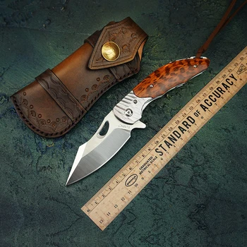 TUREN-14C28N Стальной Складной нож с лезвием, Инструменты для выживания на открытом воздухе, Кемпинг, Тактические Охотничьи Карманные ножи, Подарки с ножнами